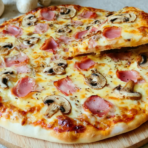 Pizza Reine : Mozzarella Fondante, Jambon et Champignons