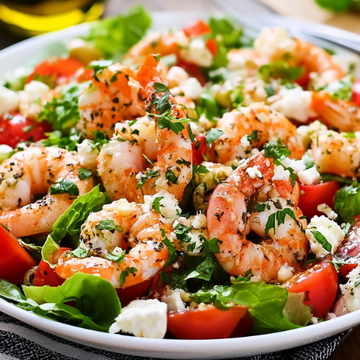 Salade de crevettes avec tomates et feta