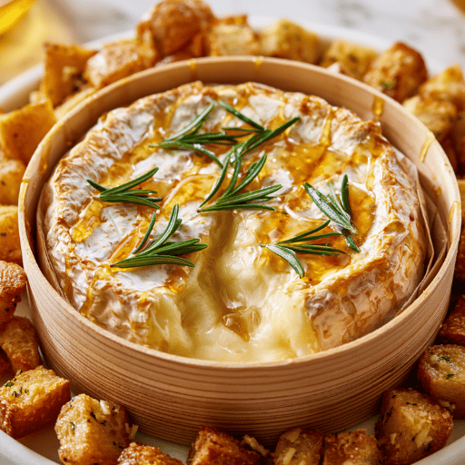 Camembert rôti au romarin et croûtons