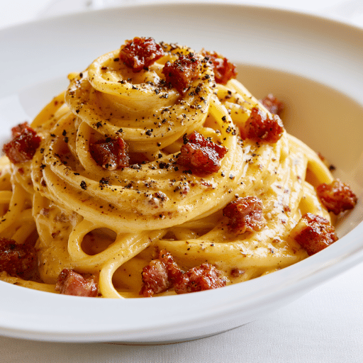 Pâtes à la carbonara (la vraie, sans crème)