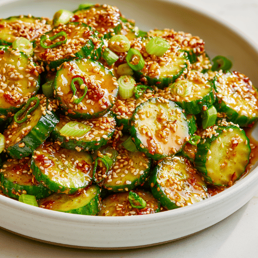 Salade de concombre spirale à l'asiatique